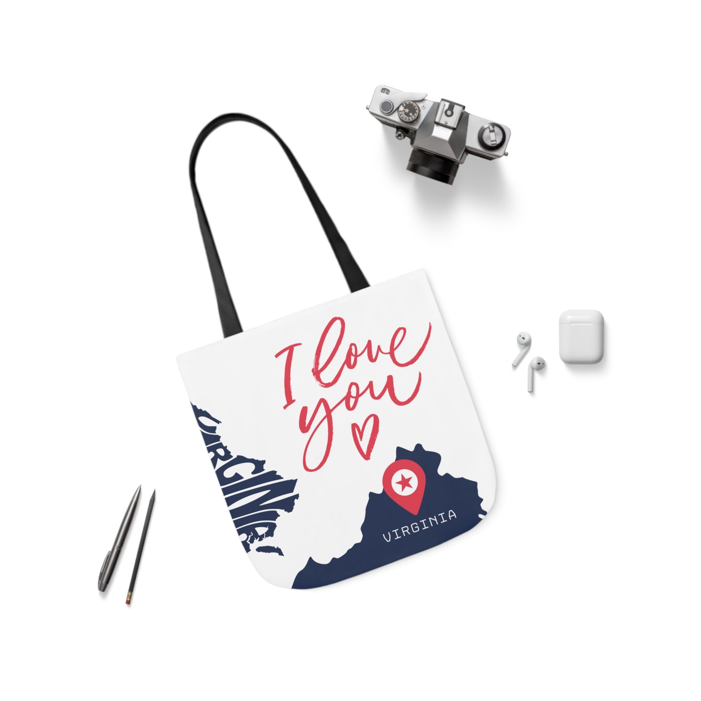 Canvas Tote Bag - Virginia Design with 5-Color Straps