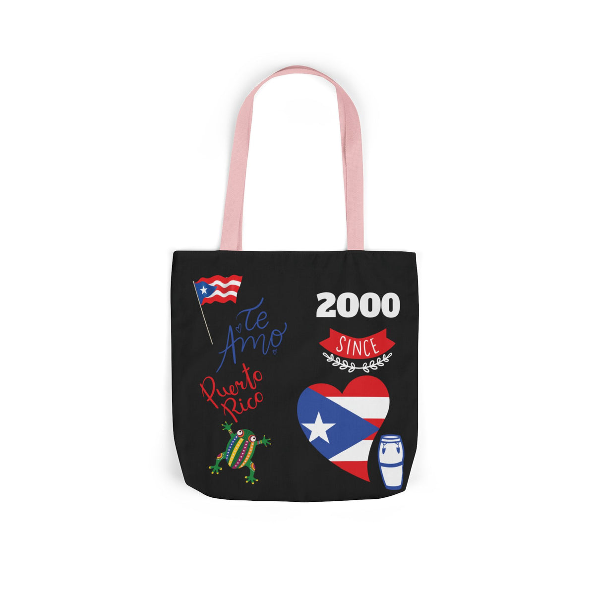 Puerto Rico Pride Canvas Tote Bag — Personalized with initial and D.O.D