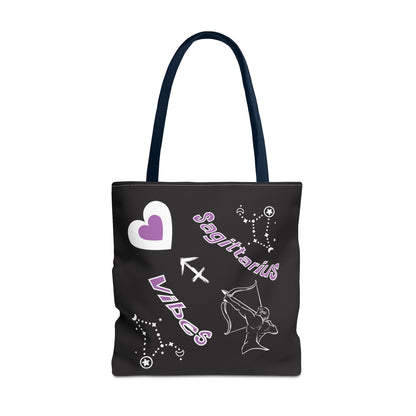 Personalized Initial & D.O.B Sagittarius Zodiac BlackCanvas Tote Bag