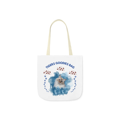 White and Blue Personalized Cat Canvas Tote Bag