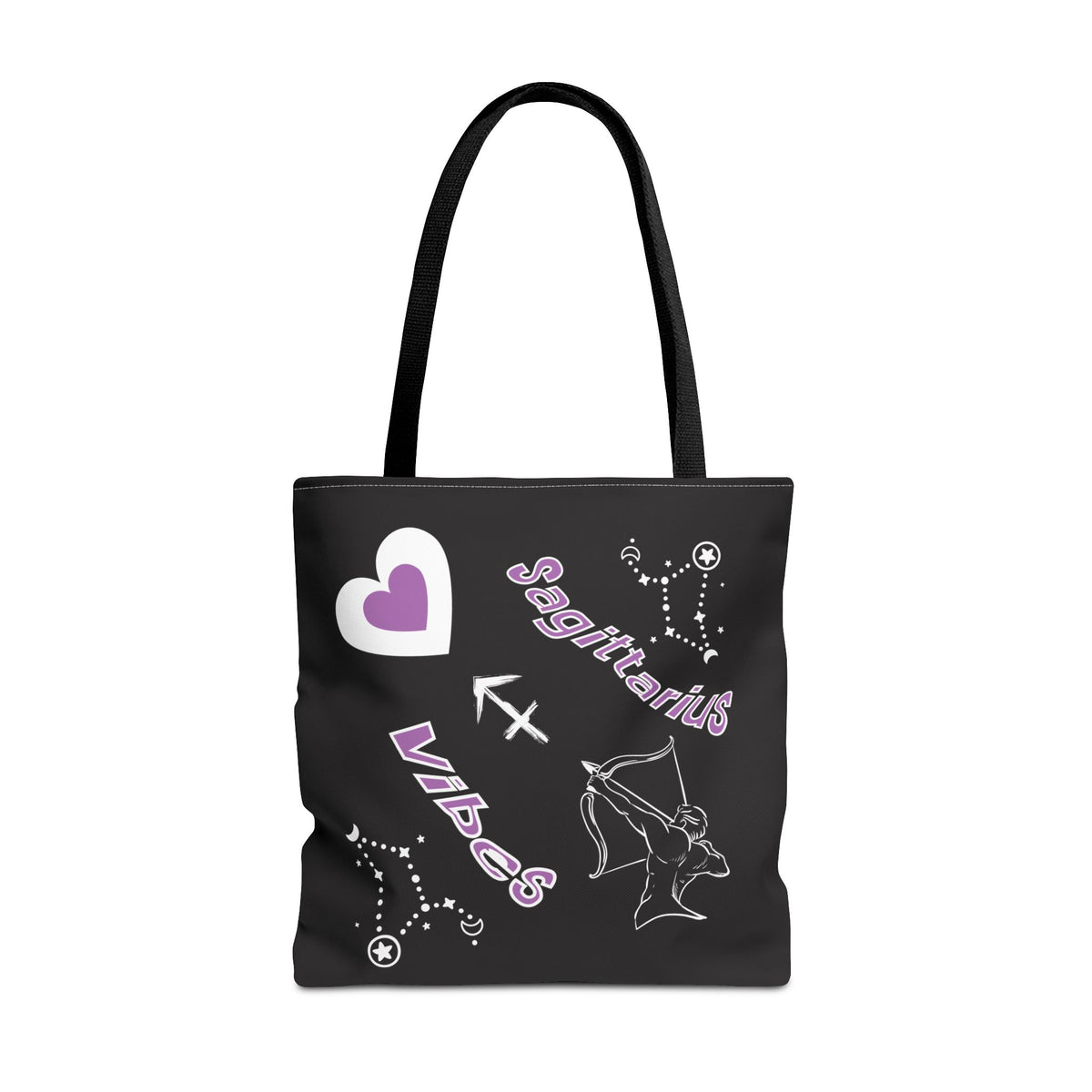 Personalized Initial & D.O.B Sagittarius Zodiac BlackCanvas Tote Bag