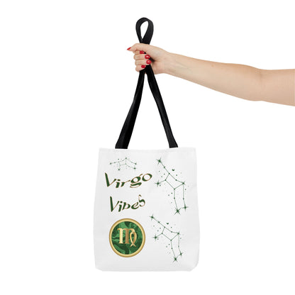 Personalized Initial & D.O.B Virgo Vibes Zodiac White Tote Bag