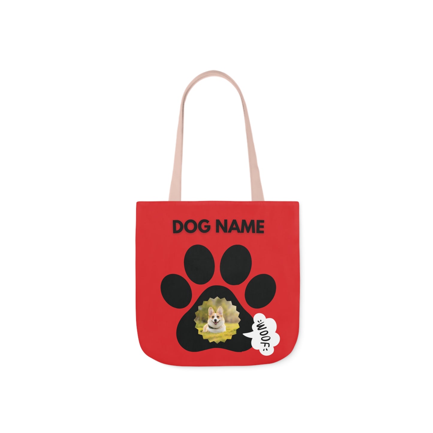 Red and Black Personalized Dog Canvas Tote Bag