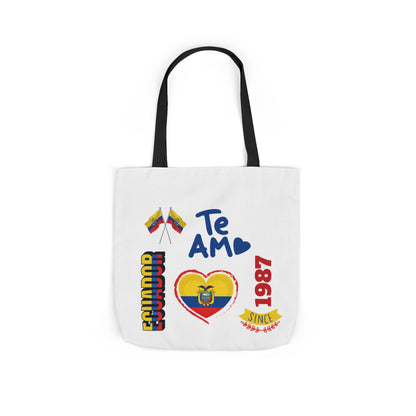 Ecuador Canvas Tote — "Te Amo" Heart Flag Design Personalized initial and D.O.B