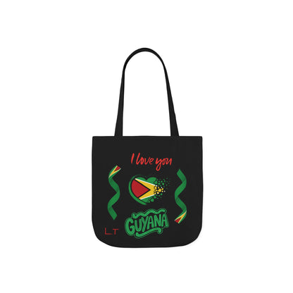 Personalized D.O.B and initial Love You Guyana Canvas Tote Bag