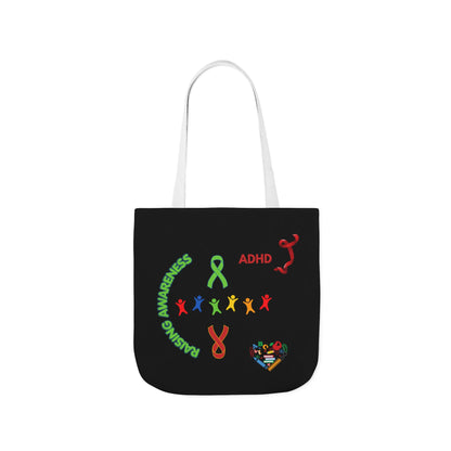 Autism Awareness Canvas Tote — Rainbow Handprints & Ribbon Design