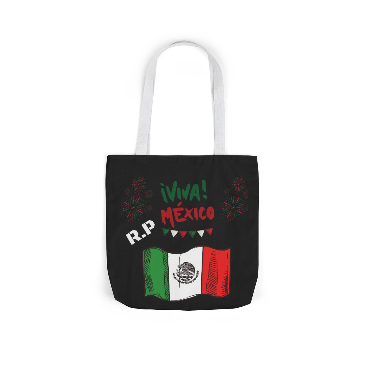 Personalized D.O.B and initial Viva México Flag Canvas Tote  Reusable Bag