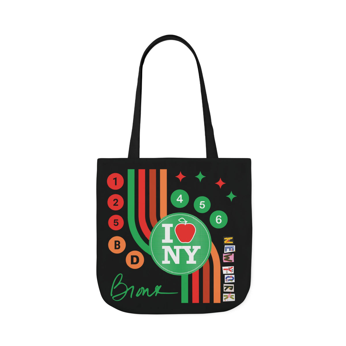 Personalized initial NY Retro Subway Canvas Tote — Colorful Graphic Market Bag