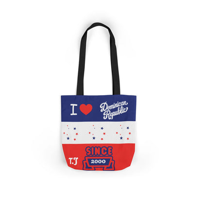Personalized D.O.B & intinial,Dominican Republic Heart Canvas Tote —