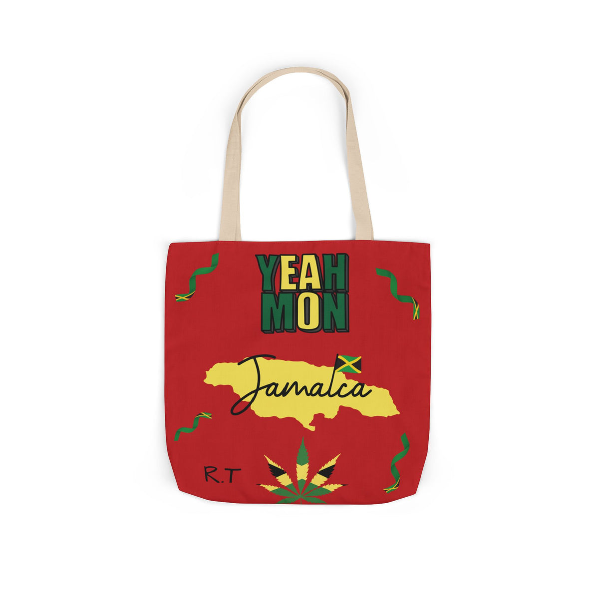 Personalized D.O.B & Initial Jamaica Theme Canvas Tote Bag