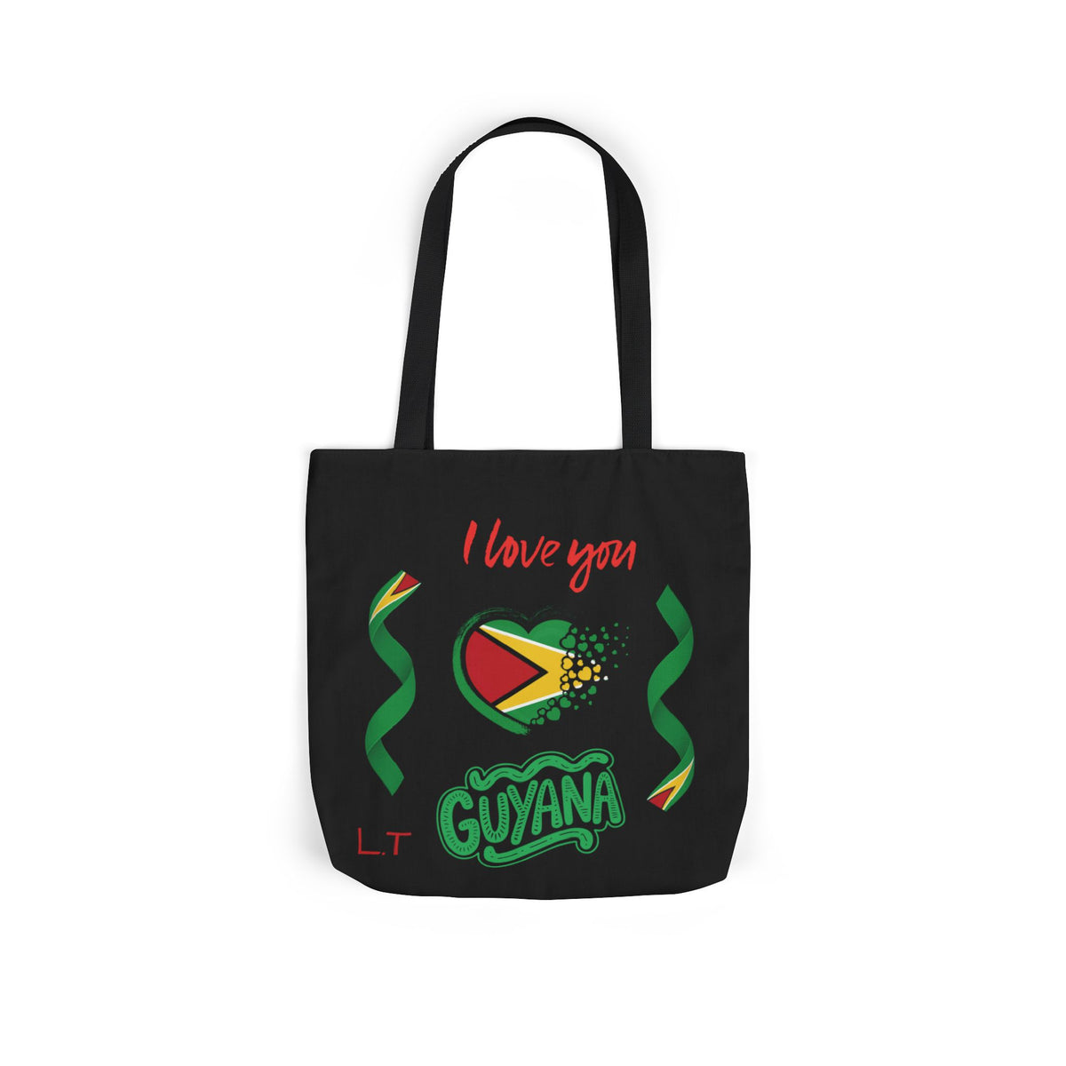 Personalized D.O.B and initial Love You Guyana Canvas Tote Bag