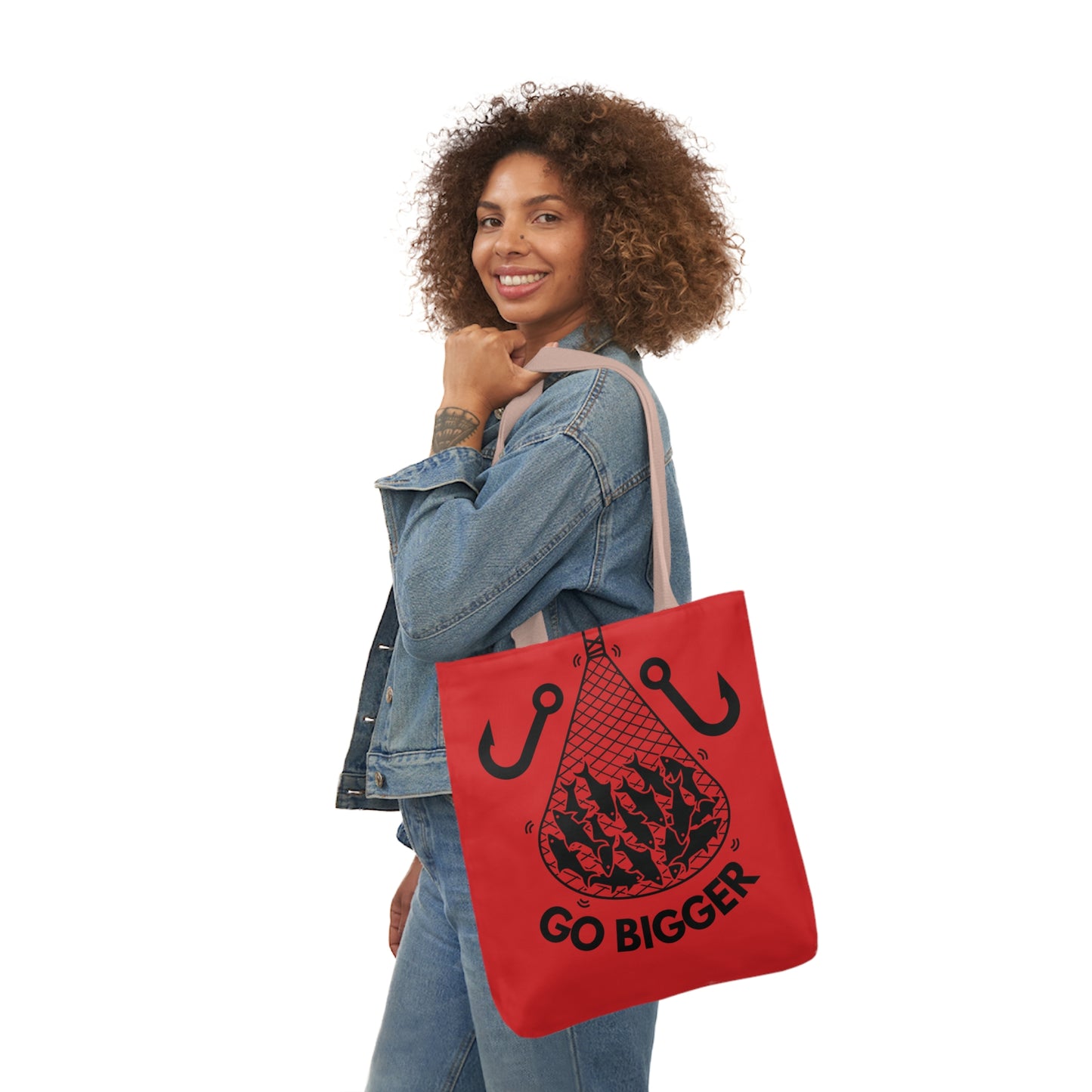 Fishing Canvas Red Tote Bag