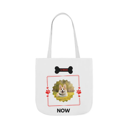 Personalized Dog Before and Now Photos White Canvas Tote Bag