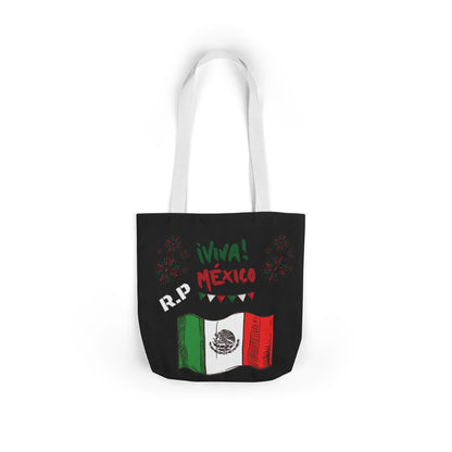 Personalized D.O.B and initial Viva México Flag Canvas Tote  Reusable Bag