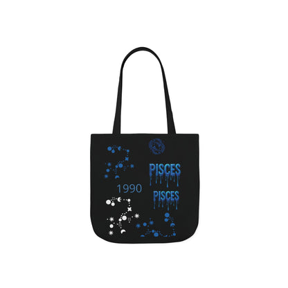 Personalized Zodiac D.O.B. Black Canvas Tote Bag
