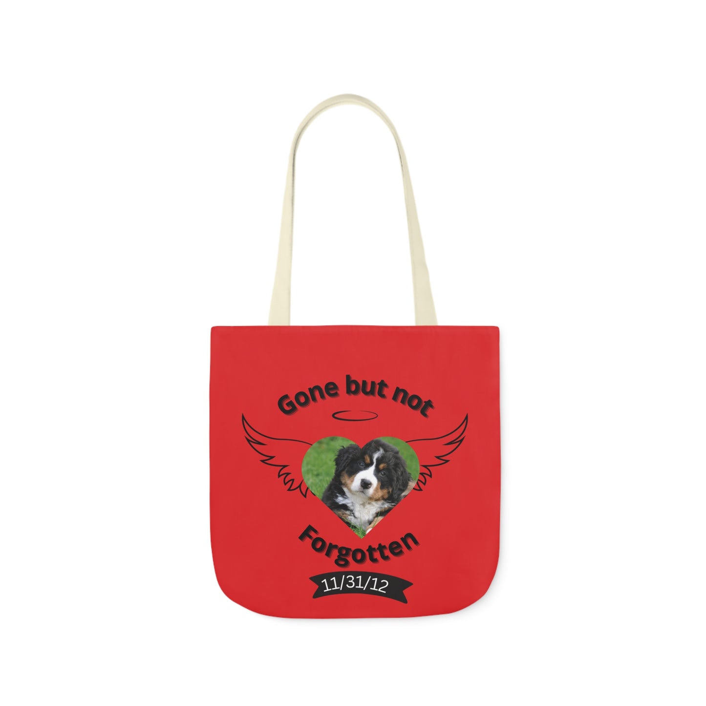 Red and Black Personalized Dog Memorial Tote Bag