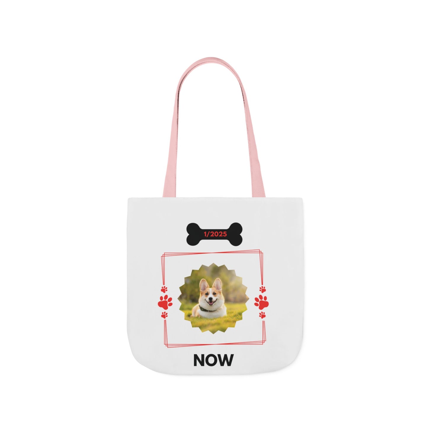 Personalized Dog Before and Now Photos White Canvas Tote Bag