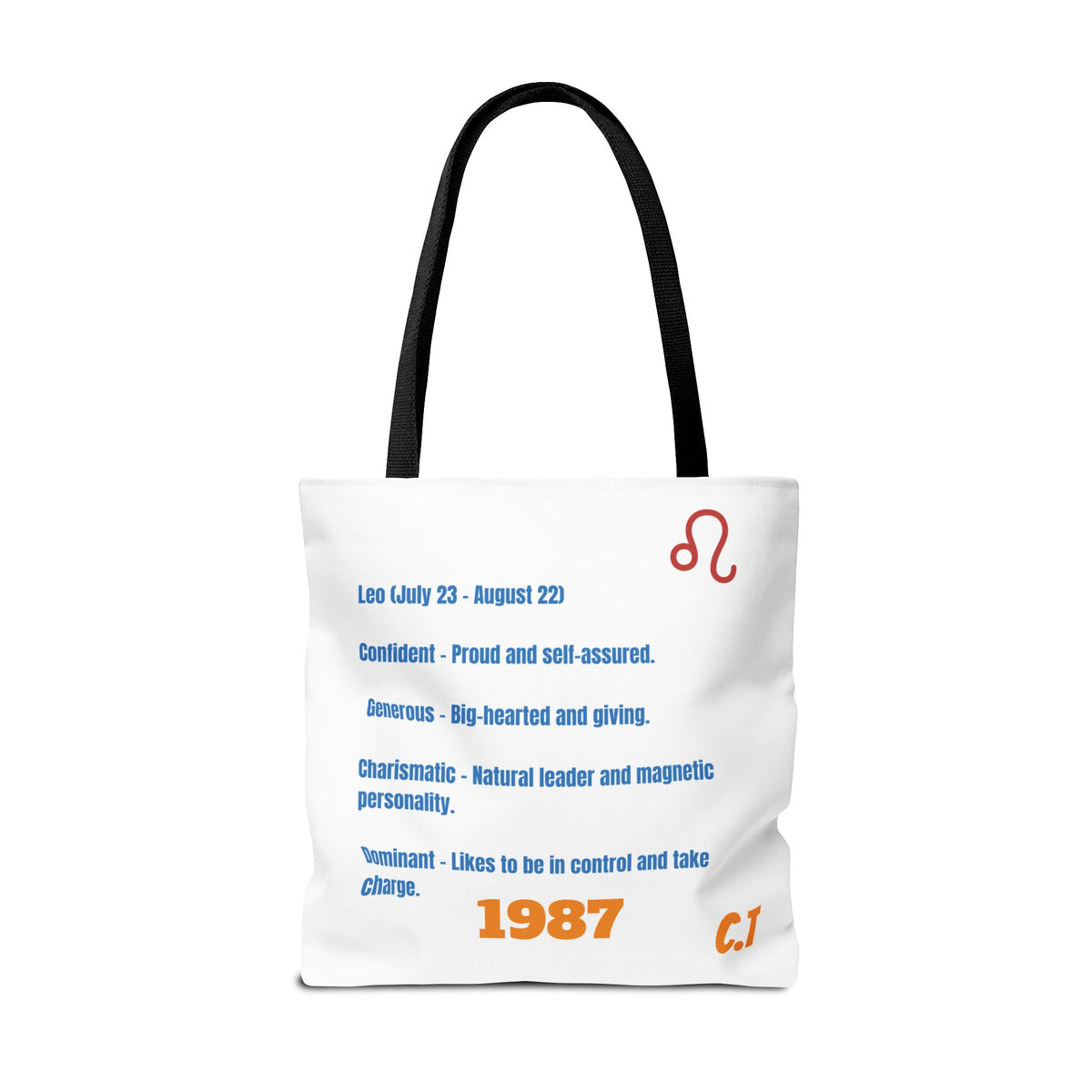 Personalized Year & Initial, Leo Vibes Zodiac White Tote Bag