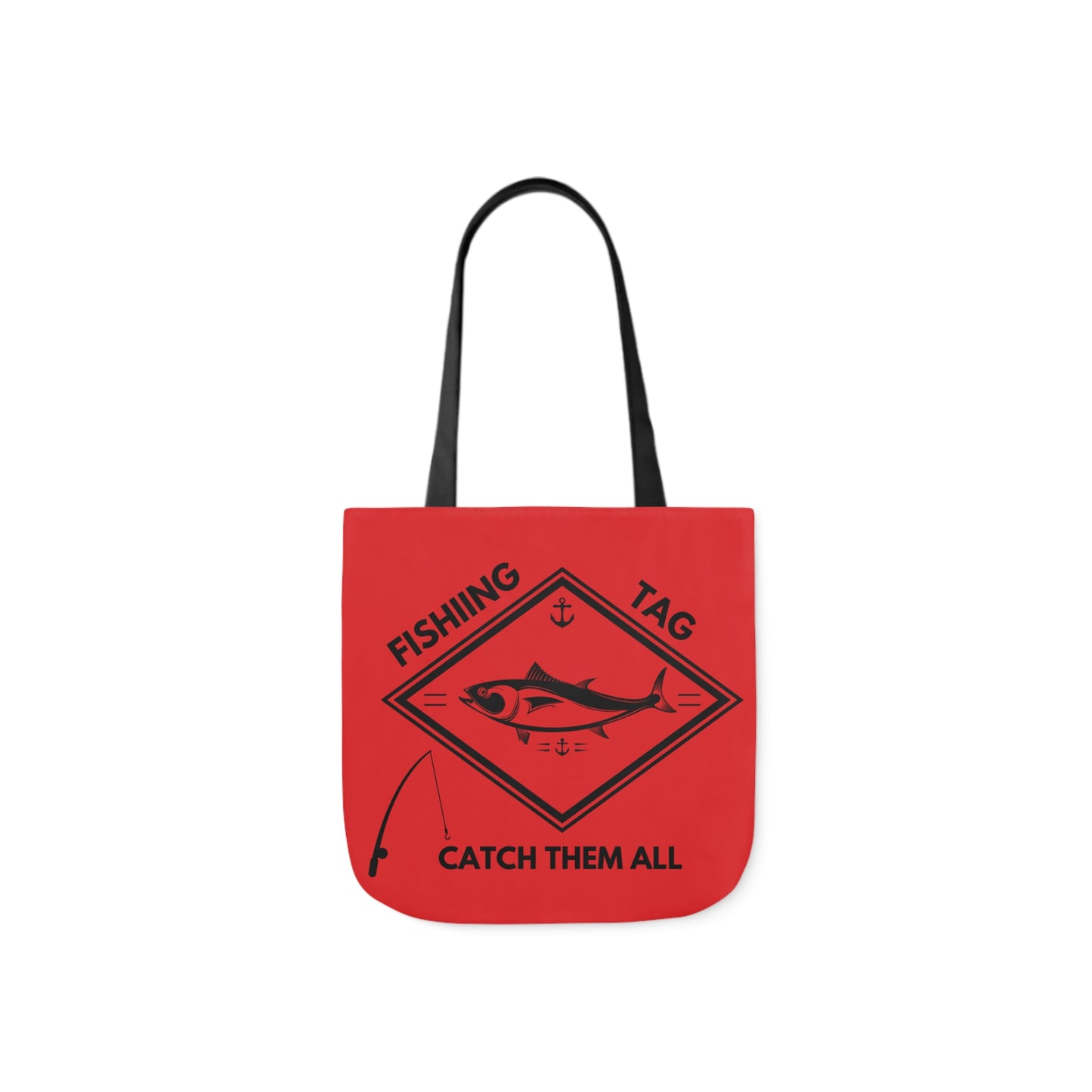 Fishing Canvas Red Tote Bag