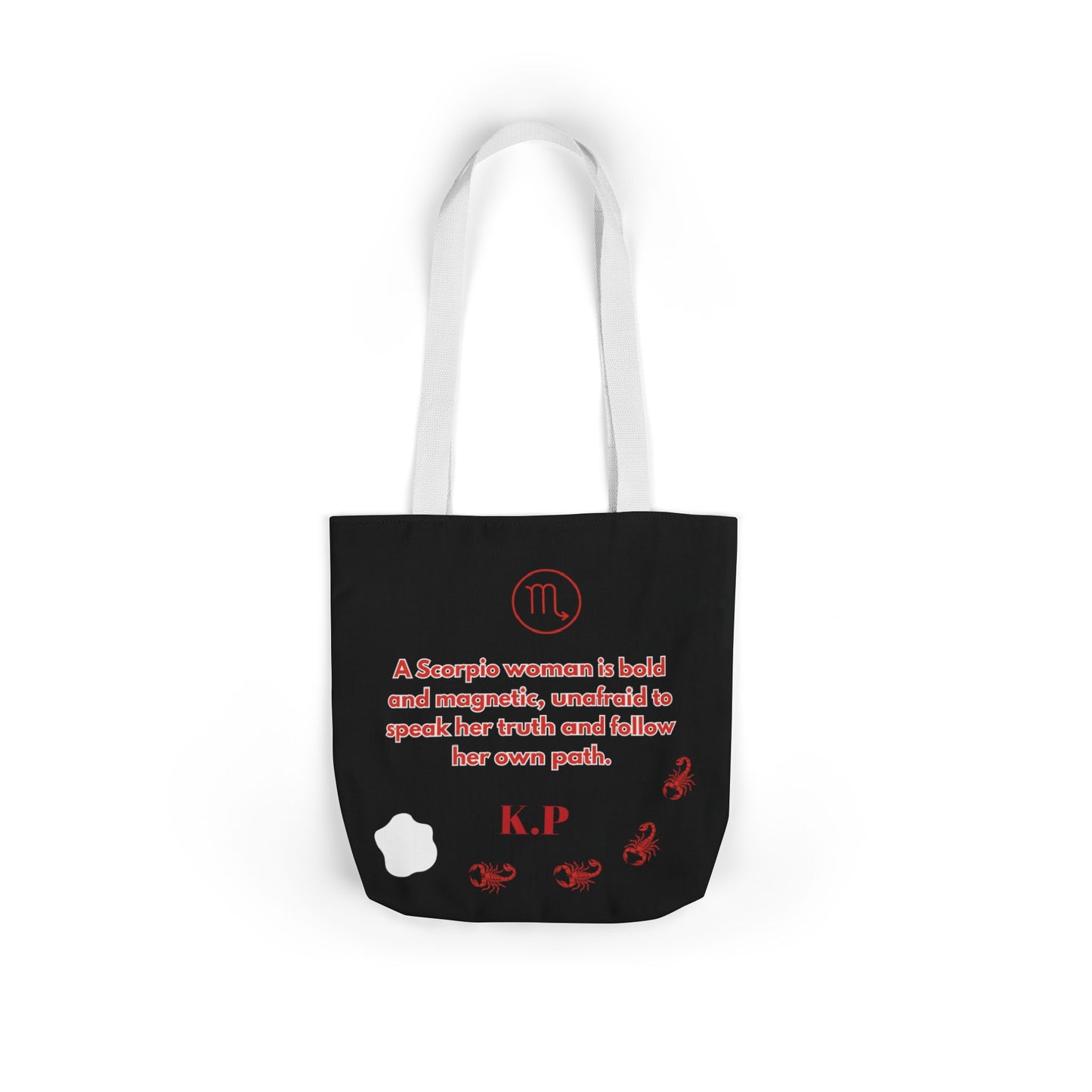 Personalized D.O.B Scorpio 1987 Tote Bag with initials in back — Zodiac Canvas Tote with Neon Scorpion Design
