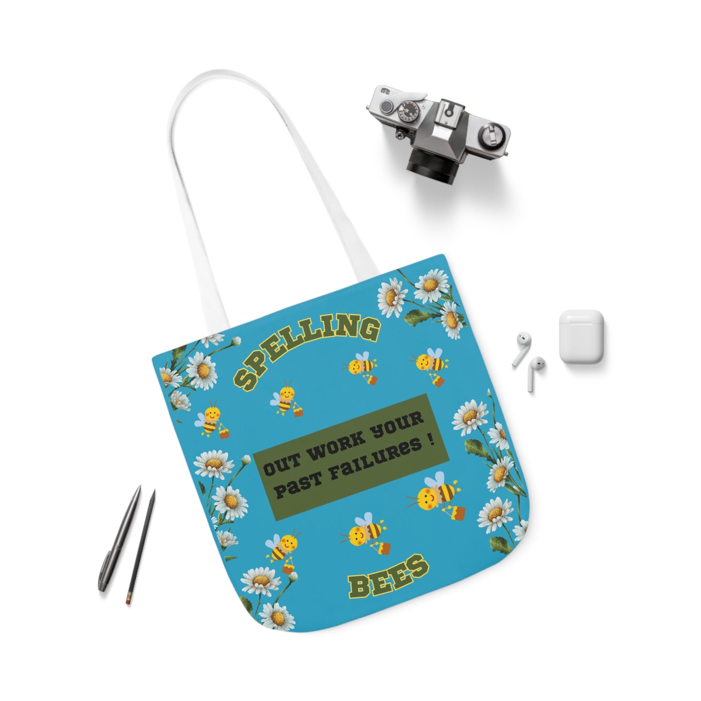 Bubble bee Canvas Tote Bag, 5-Color Straps