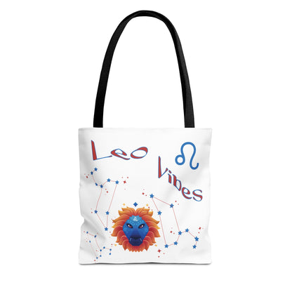Personalized Year & Initial, Leo Vibes Zodiac White Tote Bag