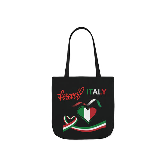 Black Canvas Tote Bag - Italy Theme