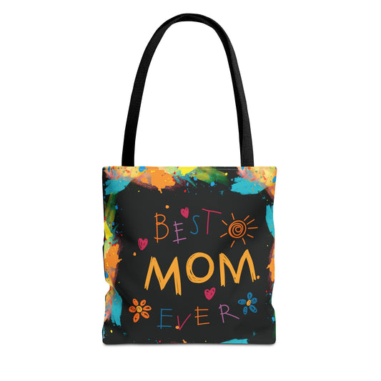 Black Graphic Canvas Tote Bag For Mom(Personalized initials)