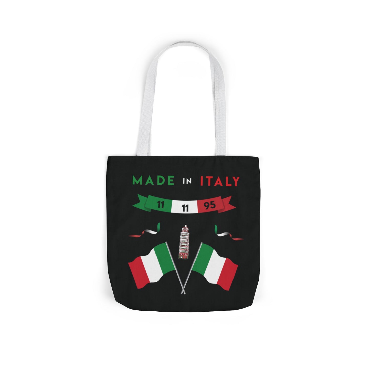 Black Canvas Tote Bag - Italy Theme