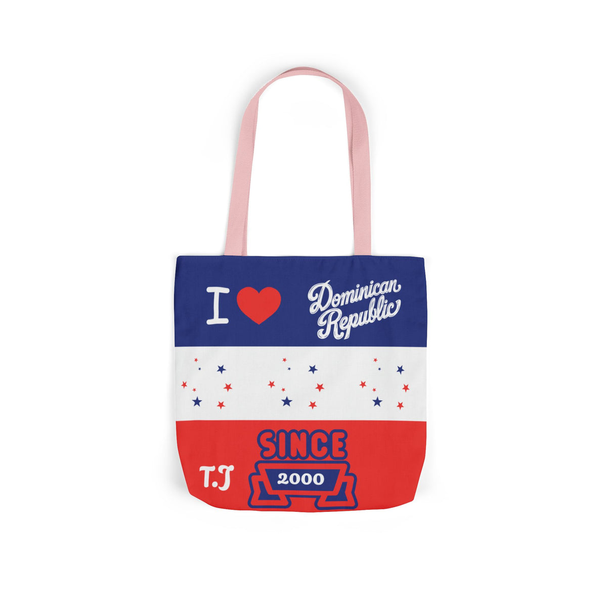 Personalized D.O.B & intinial,Dominican Republic Heart Canvas Tote —