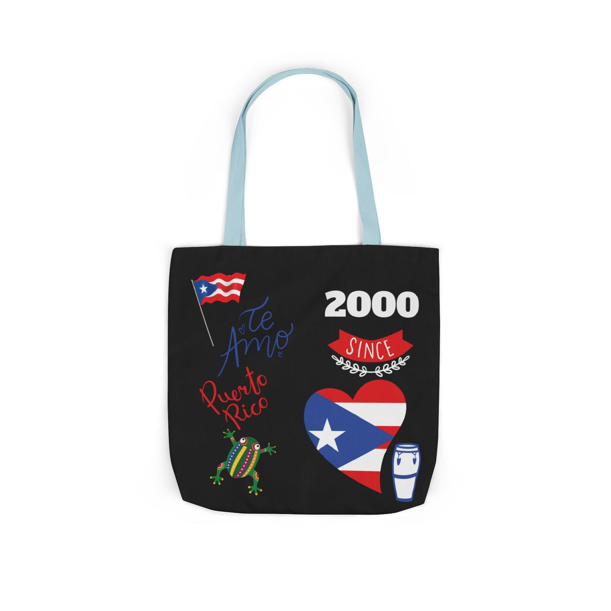 Puerto Rico Pride Canvas Tote Bag — Personalized with initial and D.O.D