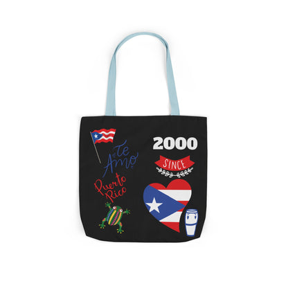Puerto Rico Pride Canvas Tote Bag — Personalized with initial and D.O.D