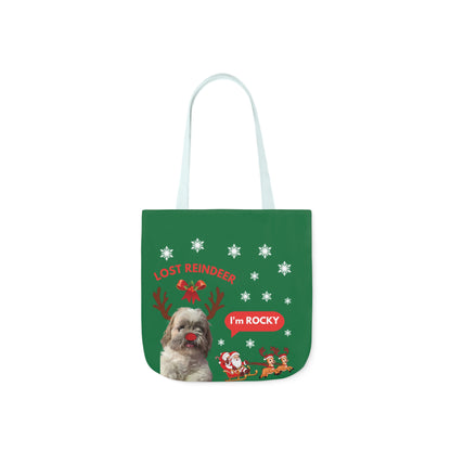 Green Christmas Personalized Dog Canvas Tote Bag