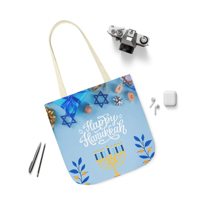 Blue and White Hanukkah Canvas Tote Bag