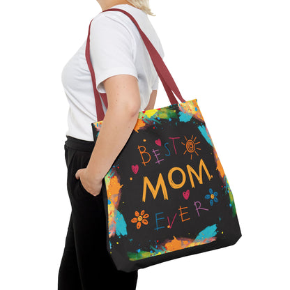 Personalized Mom Canvas Tote Bag — Watercolor Initials Splash