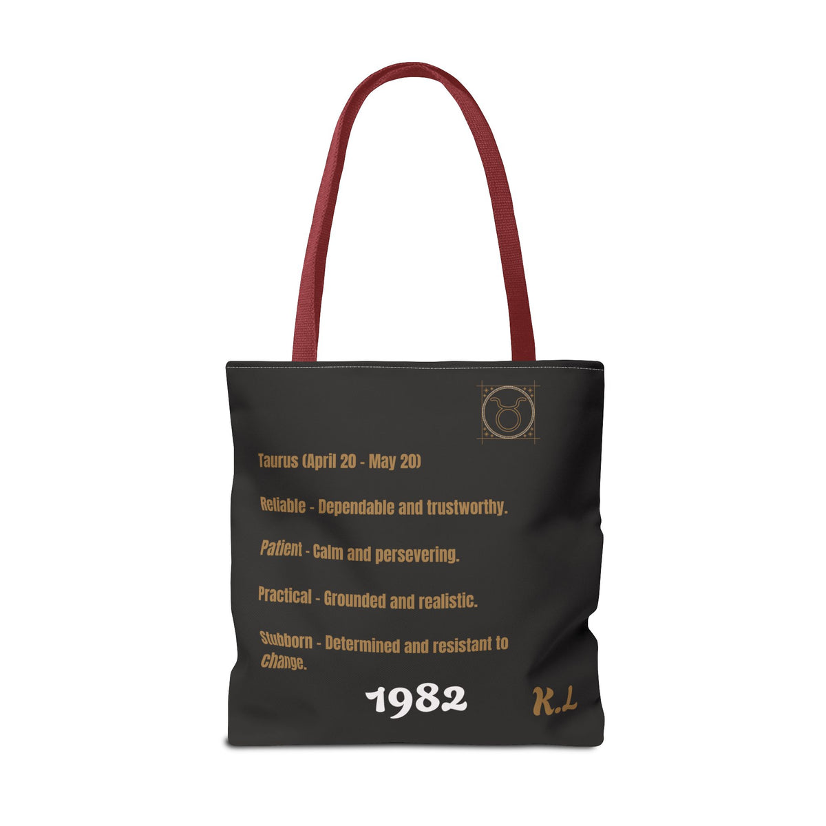Personalized Taurus Vibes' Zodiac Canvas Tote Bag with Birth Year & Initials