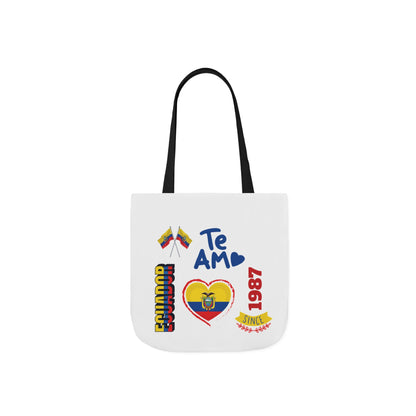 Ecuador Canvas Tote — "Te Amo" Heart Flag Design Personalized initial and D.O.B