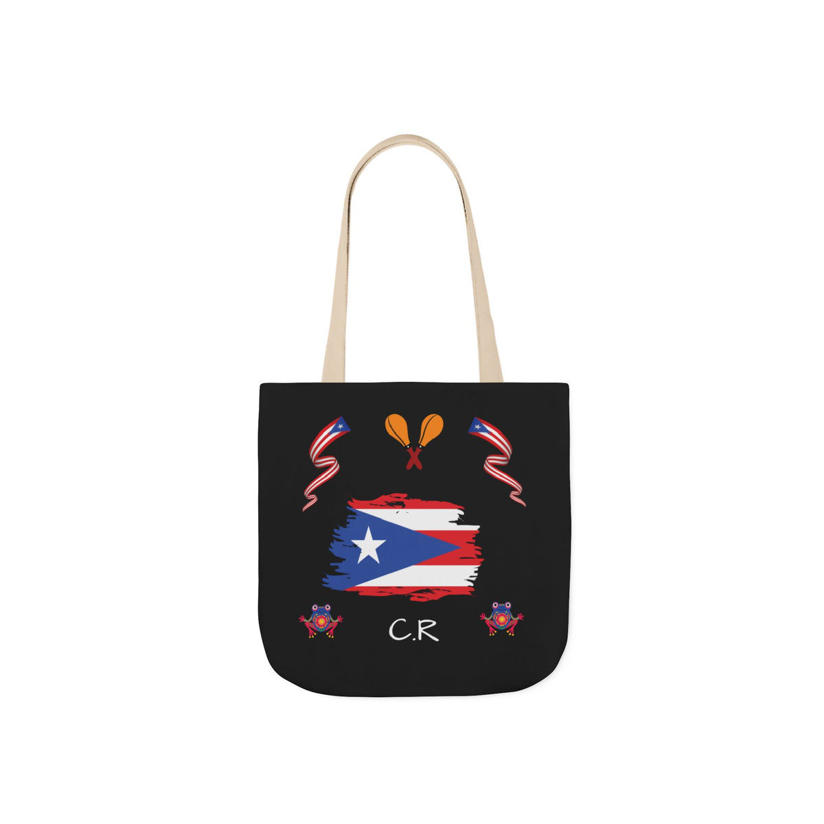 Puerto Rico Pride Canvas Tote Bag — Personalized with initial and D.O.D