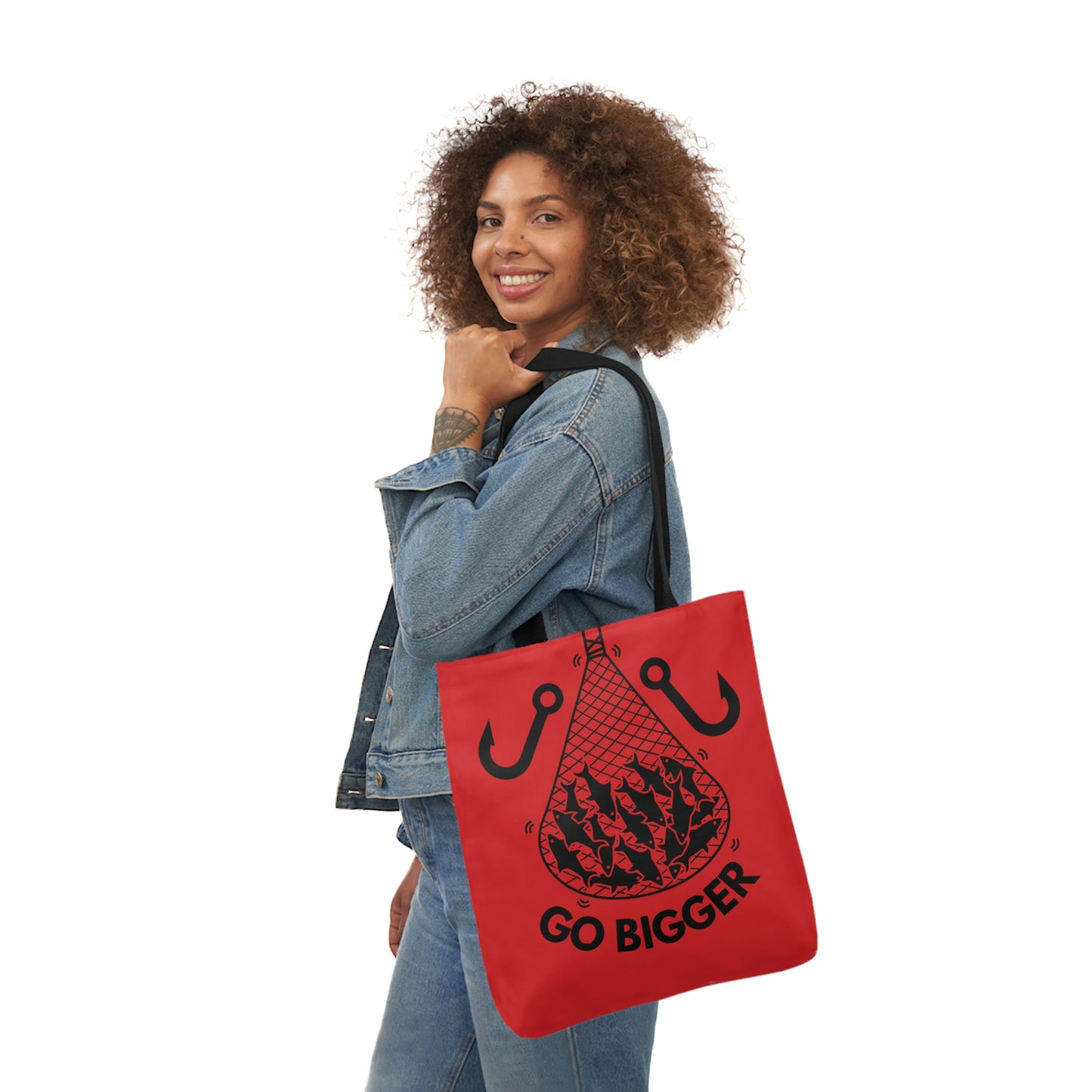 Fishing Canvas Red Tote Bag