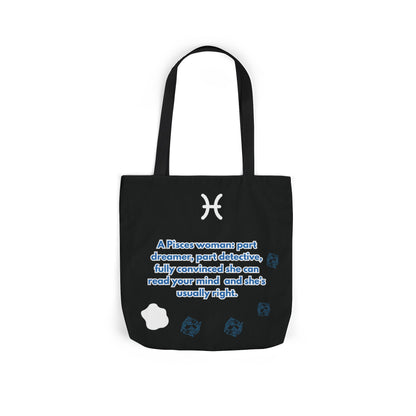 Personalized Zodiac D.O.B. Black Canvas Tote Bag
