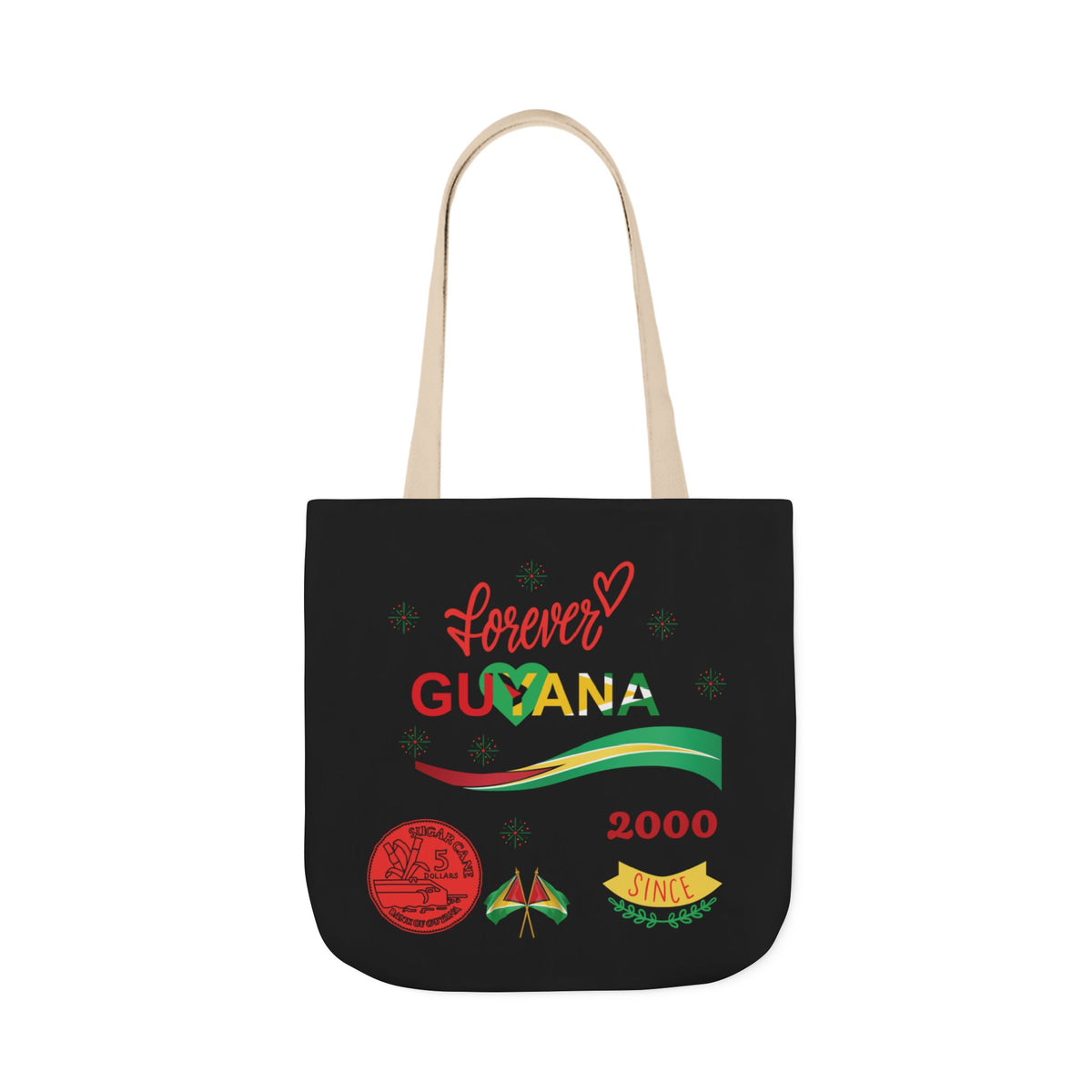 Personalized D.O.B and initial Love You Guyana Canvas Tote Bag