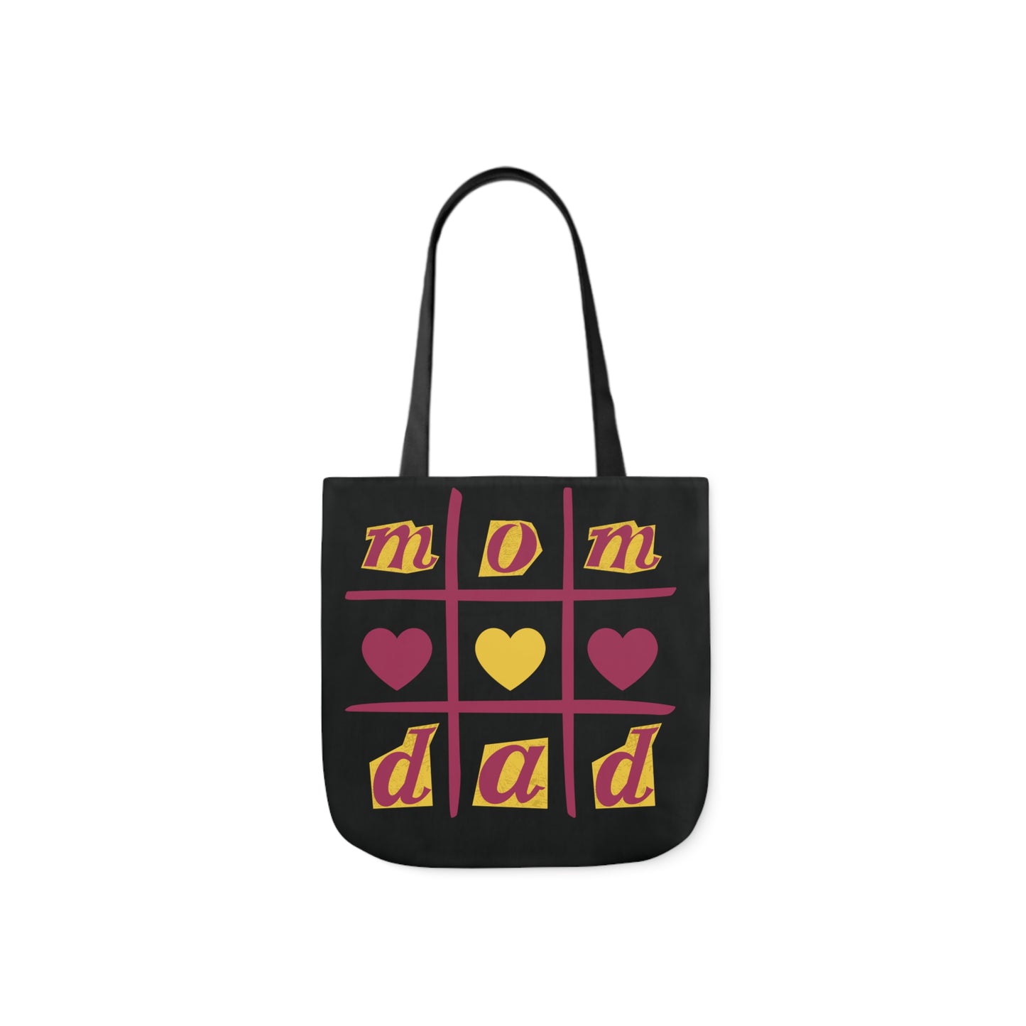 Canvas Tote Bag, Black Family Tic Tac Toe Design