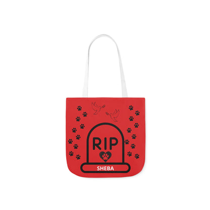 Red and Black Personalized Dog Memorial Tote Bag