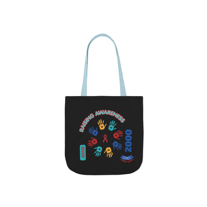 ADHD Awareness Rainbow Ribbon Canvas Tote with Personalized awareness year.