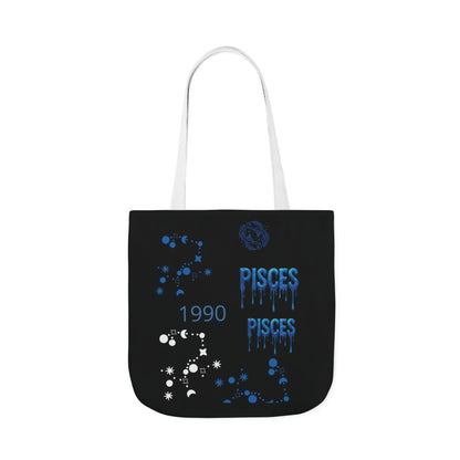 Personalized Zodiac D.O.B. Black Canvas Tote Bag