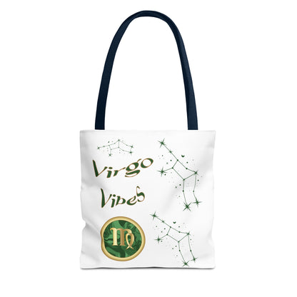 Personalized Initial & D.O.B Virgo Vibes Zodiac White Tote Bag