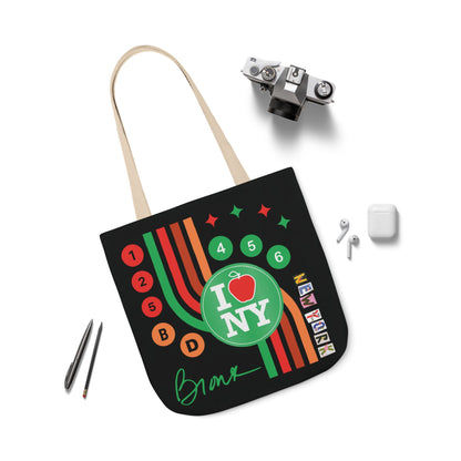 Personalized initial NY Retro Subway Canvas Tote — Colorful Graphic Market Bag
