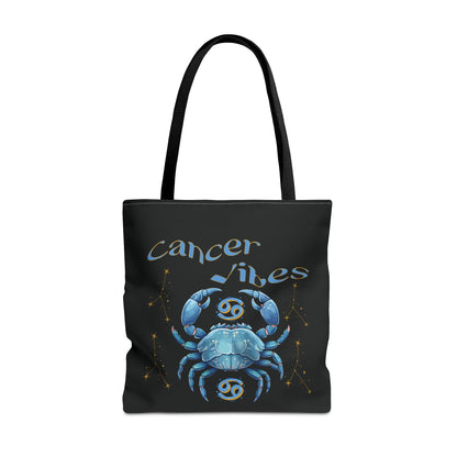 Black Zodiac Cancer Tote Bag