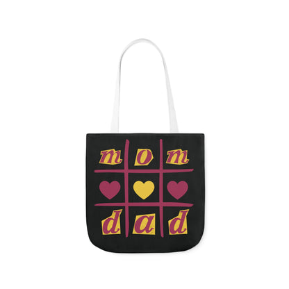 Canvas Tote Bag, Black Family Tic Tac Toe Design