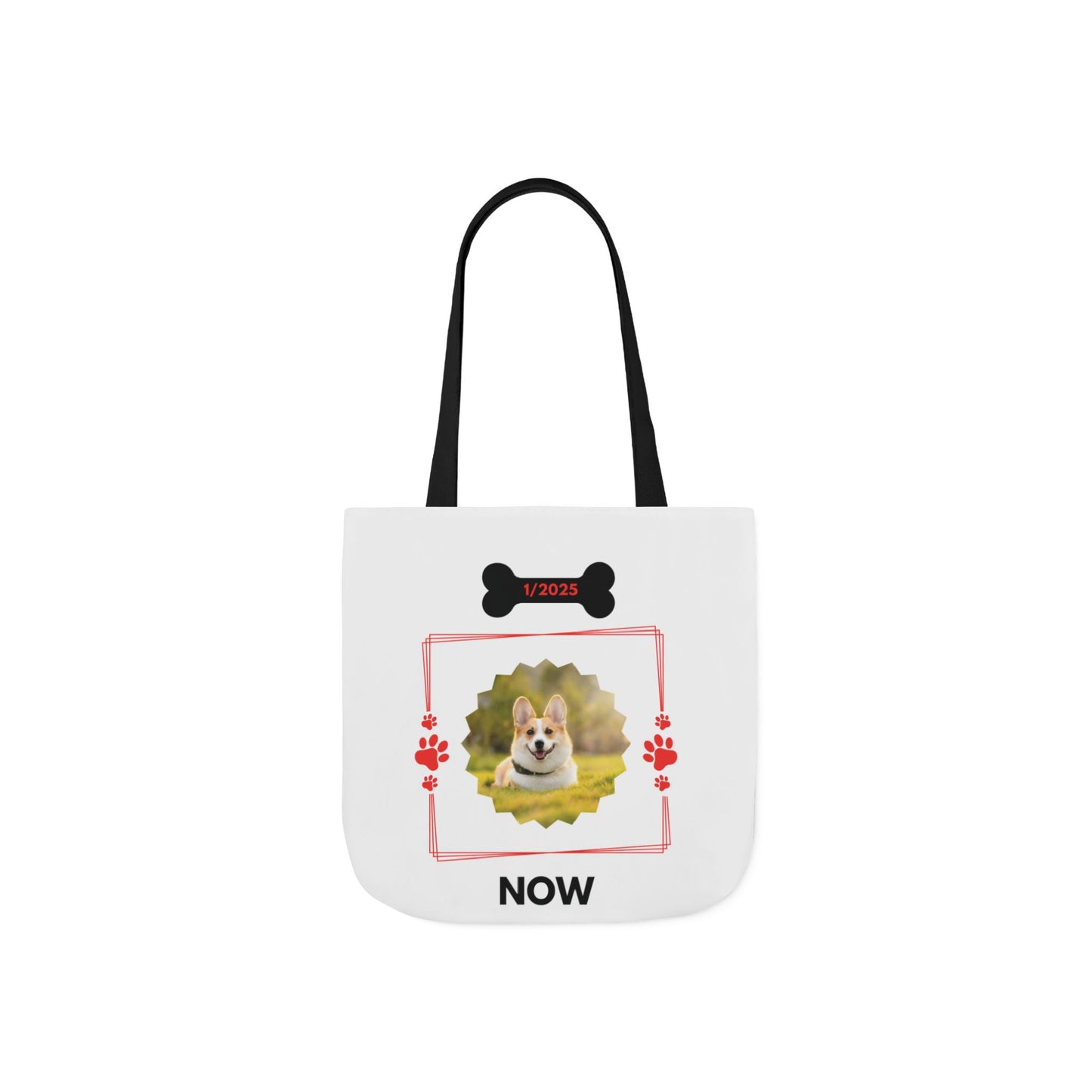 Personalized Dog Before and Now Photos White Canvas Tote Bag